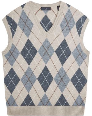 dunhill Cashmere Argyle Jumper Vest - Blue