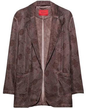 MAX&Co. Floral Jacquard Open Blazer - Brown