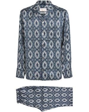 Harrods Silk Geometric Tile Print Pyjama Set - Blue