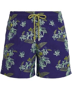 Vilebrequin Flower Power Embroidery Mistral Swim Shorts - Blue