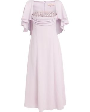 Sabina Bilenko Crepe Embellished Birdie Midi Dress - Pink