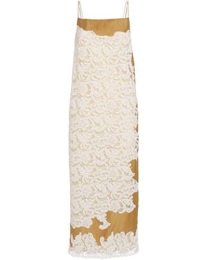 KHAITE Silk-Lace Nevis Midi Dress - Natural