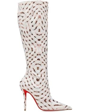 Christian Louboutin Miss Z Silk Embellished Knee-High Boots 100 - Multicolour