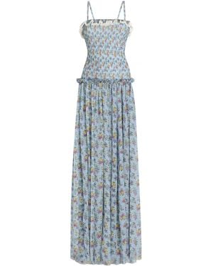 Dolce & Gabbana Small Floral-Print Chiffon Dress - Blue