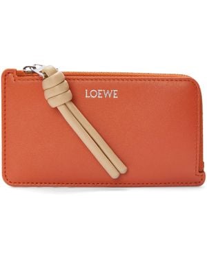 Loewe Leather Knot Coin And Card Holder - Orange