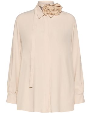 Marella Crepe De Chine Flower-Detail Shirt - Natural