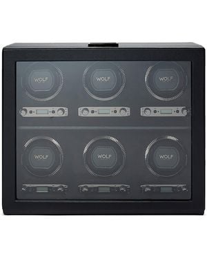 Wolf British Racing 6-Piece Watch Winder - Black