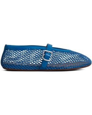 Alaïa Leather Mesh Ballet Flats - Blue