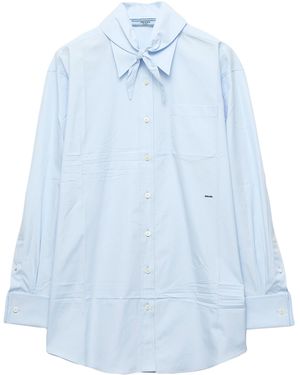 Prada Cotton Pussybow Shirt - Blue