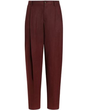 Dolce & Gabbana Linen Pleated Pants - Red