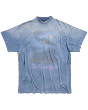 Balenciaga Oversized Paris Moon T-Shirt - Blue