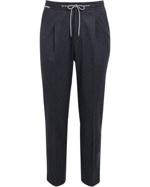 Corneliani Virgin Wool Drawstring Pants - Blue