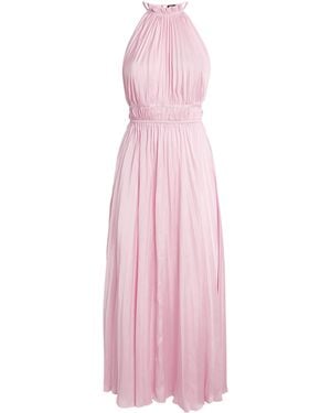 Maje Satin Pleated Maxi Dress - Pink