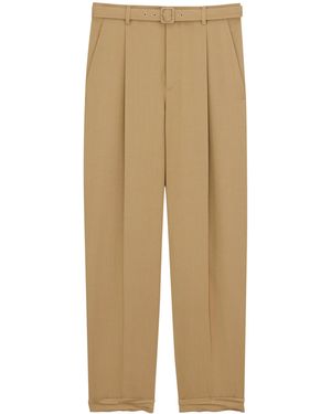 Saint Laurent Wool-Mohair Slim-Fit Trousers - Natural