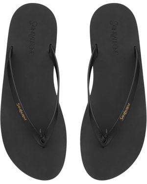 Saint Laurent Logo Flip Flops - Black