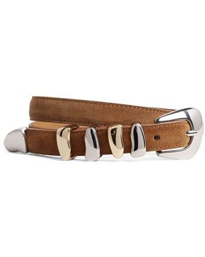 Claudie Pierlot Suede Mixed-Metal Buckle Belt - Brown
