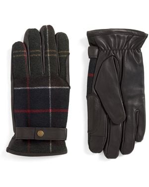 Barbour Leather-Wool Newbrough Tartan Gloves - Black