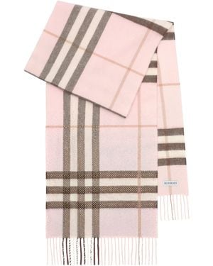 Burberry Cashmere Embellished Check Scarf - Pink