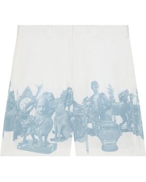 Givenchy Linen Hubert Objects Shorts - Blue