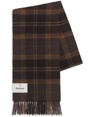 Barbour Wool-Cashmere Mineral Tartan Scarf - Brown