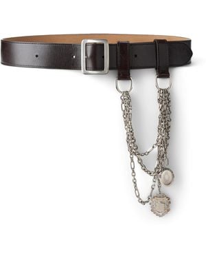Ralph Lauren Leather Chain Wide Belt - Black