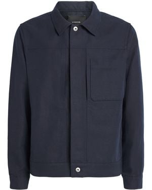 Vince Cotton-Linen Trucker Overshirt - Blue