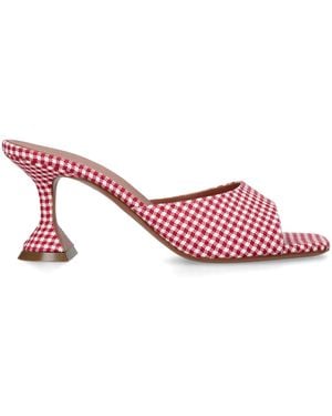 AMINA MUADDI Houndstooth Lupita Mules 70 - Pink