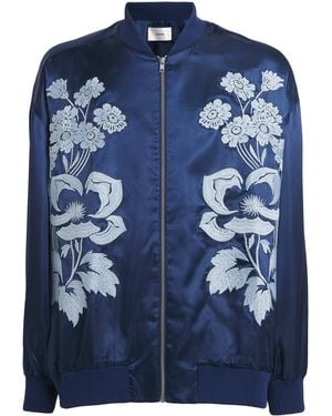 Commas Floral Embroidered Bomber Jacket - Blue