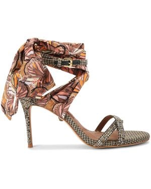Kurt Geiger Scarf-Accent Heeled Sandals 85 - Brown
