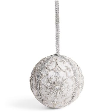 Harrods Velvet Beaded Bauble - White