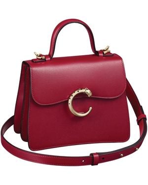 Cartier Leather Mini Panthère De Top-Handle Bag - Red