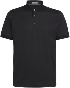 Corneliani Cotton Jersey Polo Shirt - Black