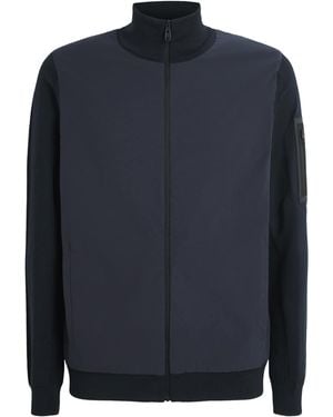 BOSS Knitted-Trim Hybrid Jacket - Blue