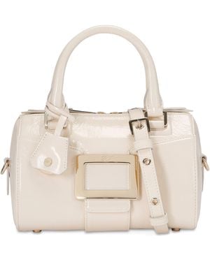Roger Vivier Patent Leather Belle Vivier Top-Handle Bag - Natural