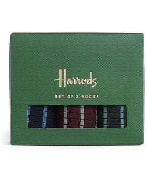 Harrods Cotton-Blend Stripe Ribbed Socks - Green