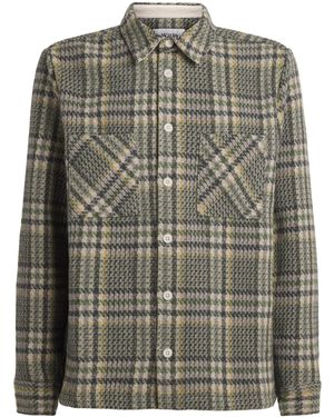Wax London Wool-Blend Check Whiting Overshirt - Green