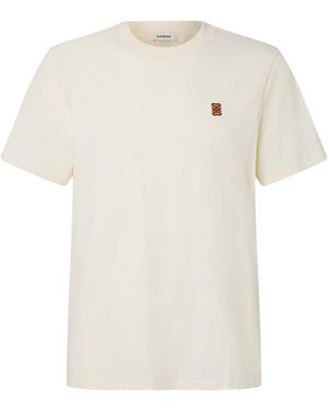 Sandro Cotton Logo-Patch T-Shirt - White