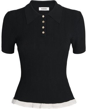 Sandro Knit Slim Polo Shirt - Black