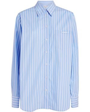 Hunza G Cotton Stripe Cabana Shirt - Blue