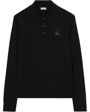 Burberry Wool Ekd Polo Shirt - Black