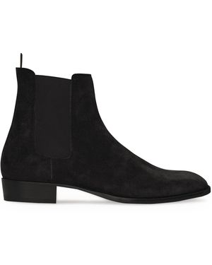 Saint Laurent Suede Wyatt Chelsea Boots - Black
