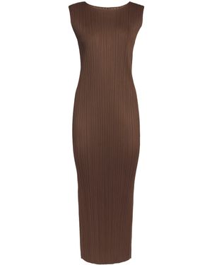 Pleats Please Issey Miyake New Colourful Basics Maxi Dress - Brown