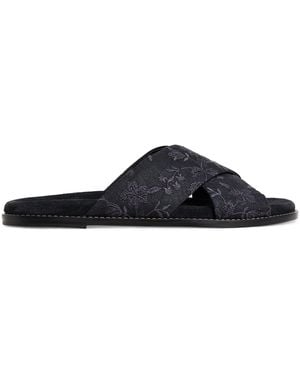 Eleventy Embroidered Crossover Slides - Blue
