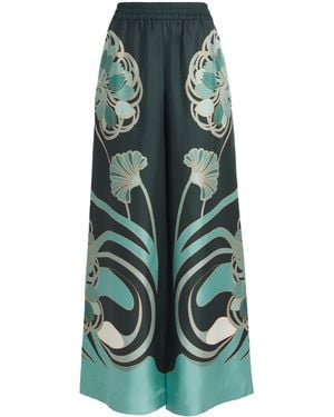 La DoubleJ Silk Wide-Leg Palazzo Pants - Green
