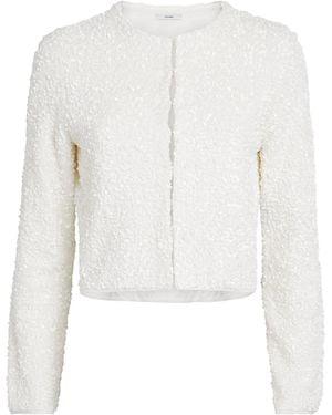 Adam Lippes Sequin Knit Raya Cardigan - White