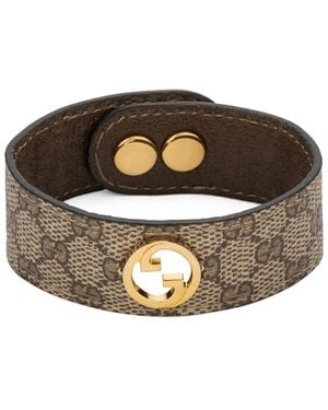 Gucci Leather-Canvas Blondie Bracelet - Brown