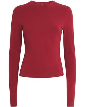 Skims Cotton Jersey Long-Sleeve T-Shirt - Red