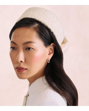 Emily London Silk Beaded Jacqueline Pillbox Hat - Black