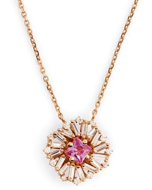 Suzanne Kalan Diamond And Sapphire Princess Flower Necklace - Metallic