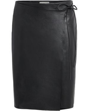 St. Agni Leather Everyday Wrap Midi Skirt - Black